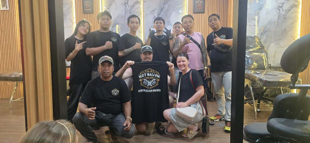 The IGET BALI INK team inside the Kuta tattoo studio